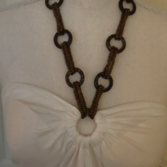 NWT Maxi Dress White with Floral Detail - Picture 2 of 5